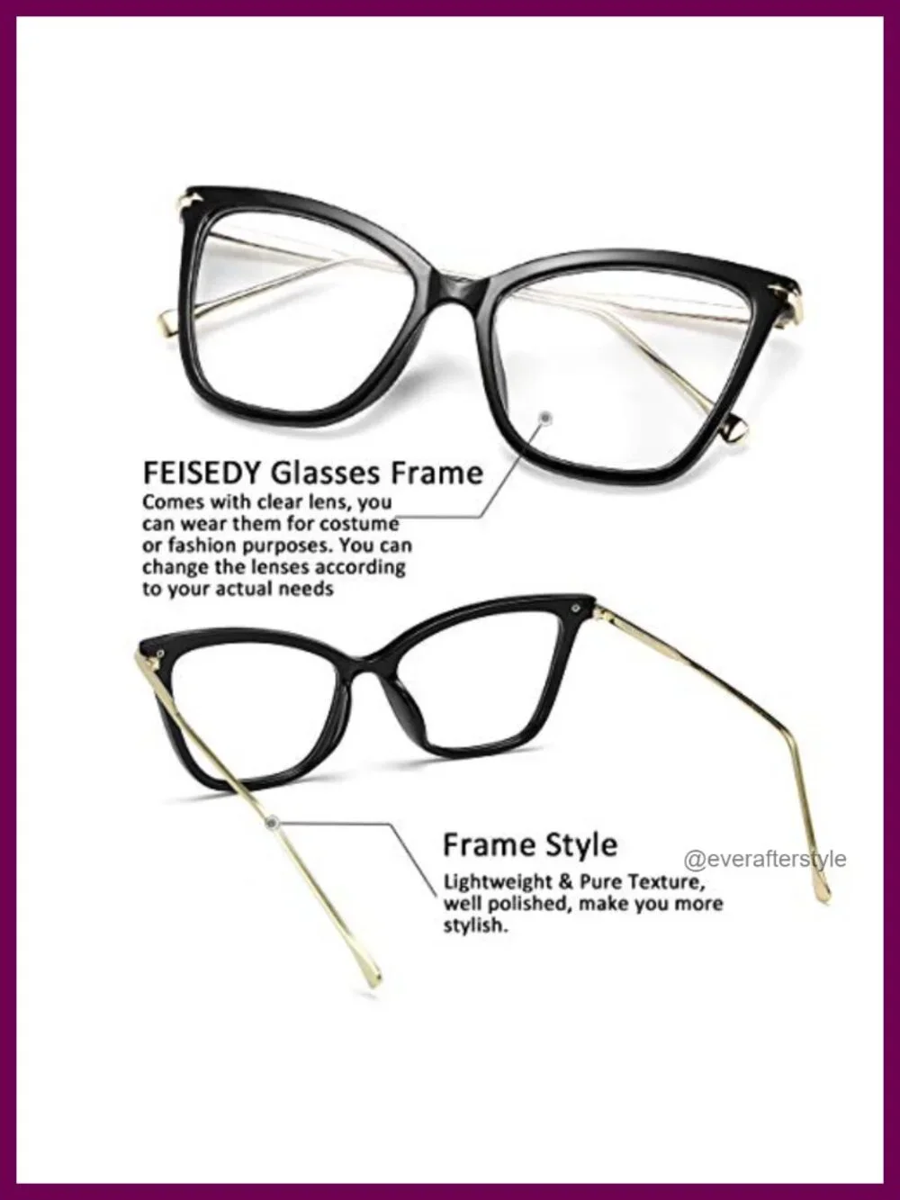 Oversized Cat Eye Eyeglasses Frame with Clear Lenses for Women